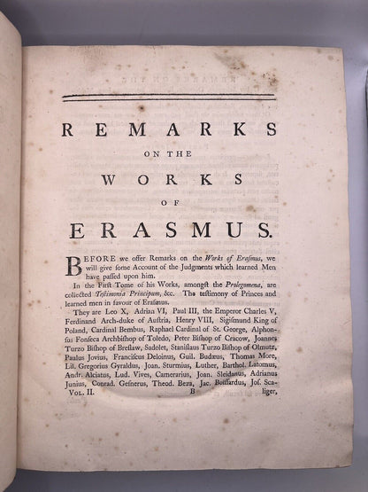 The Life of Erasmus 1758-60 First Edition