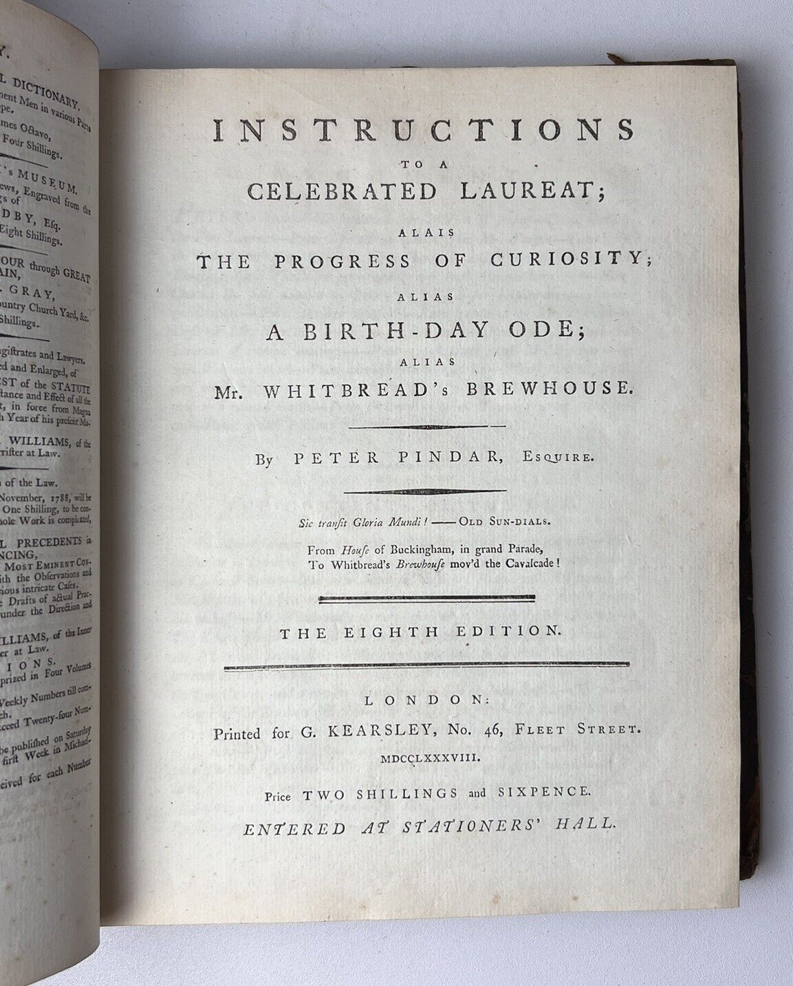 The Collected Works of Peter Pindar 1780-94