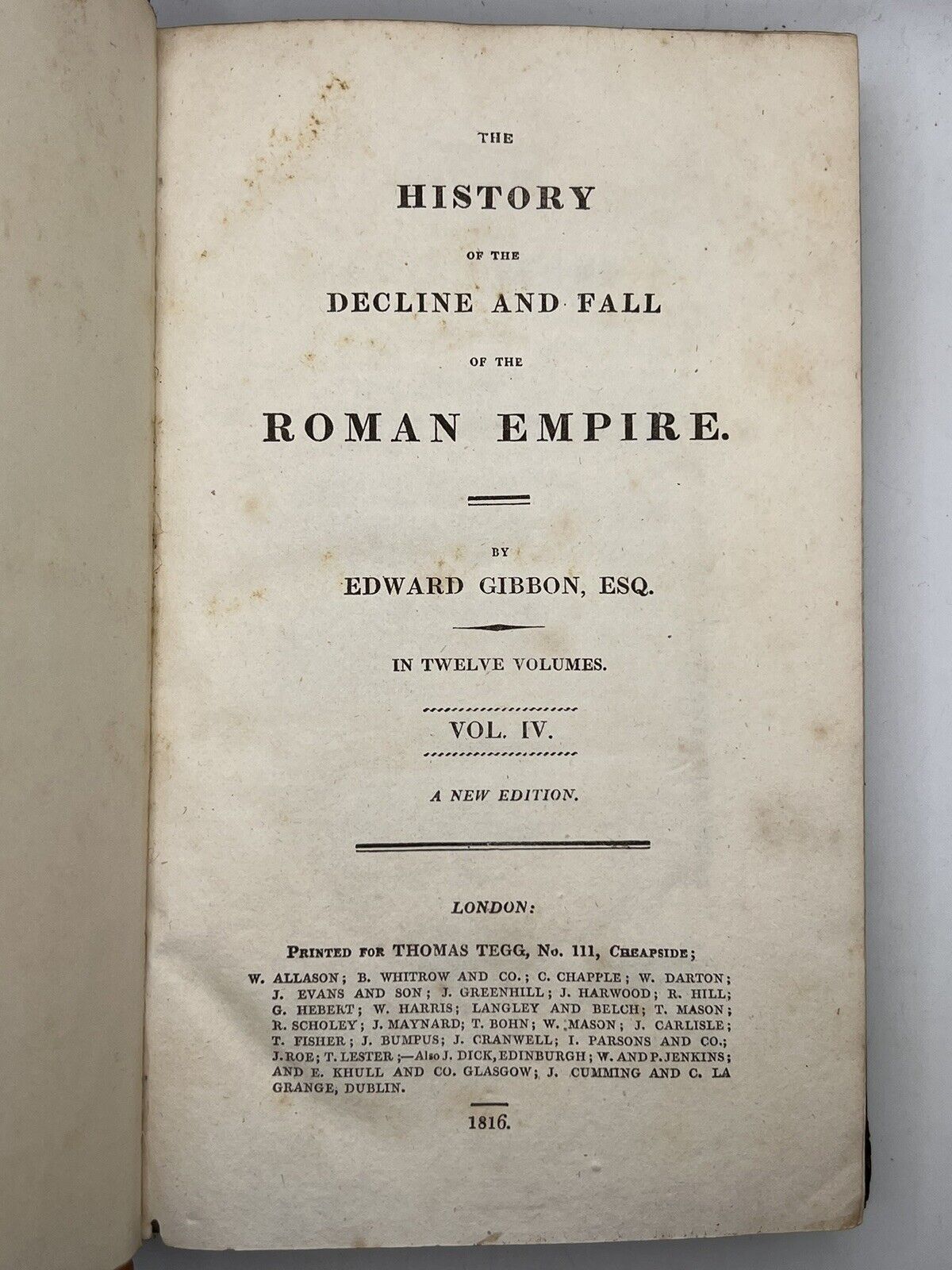 The Decline and Fall of the Roman Empire by Edward Gibbon 1816