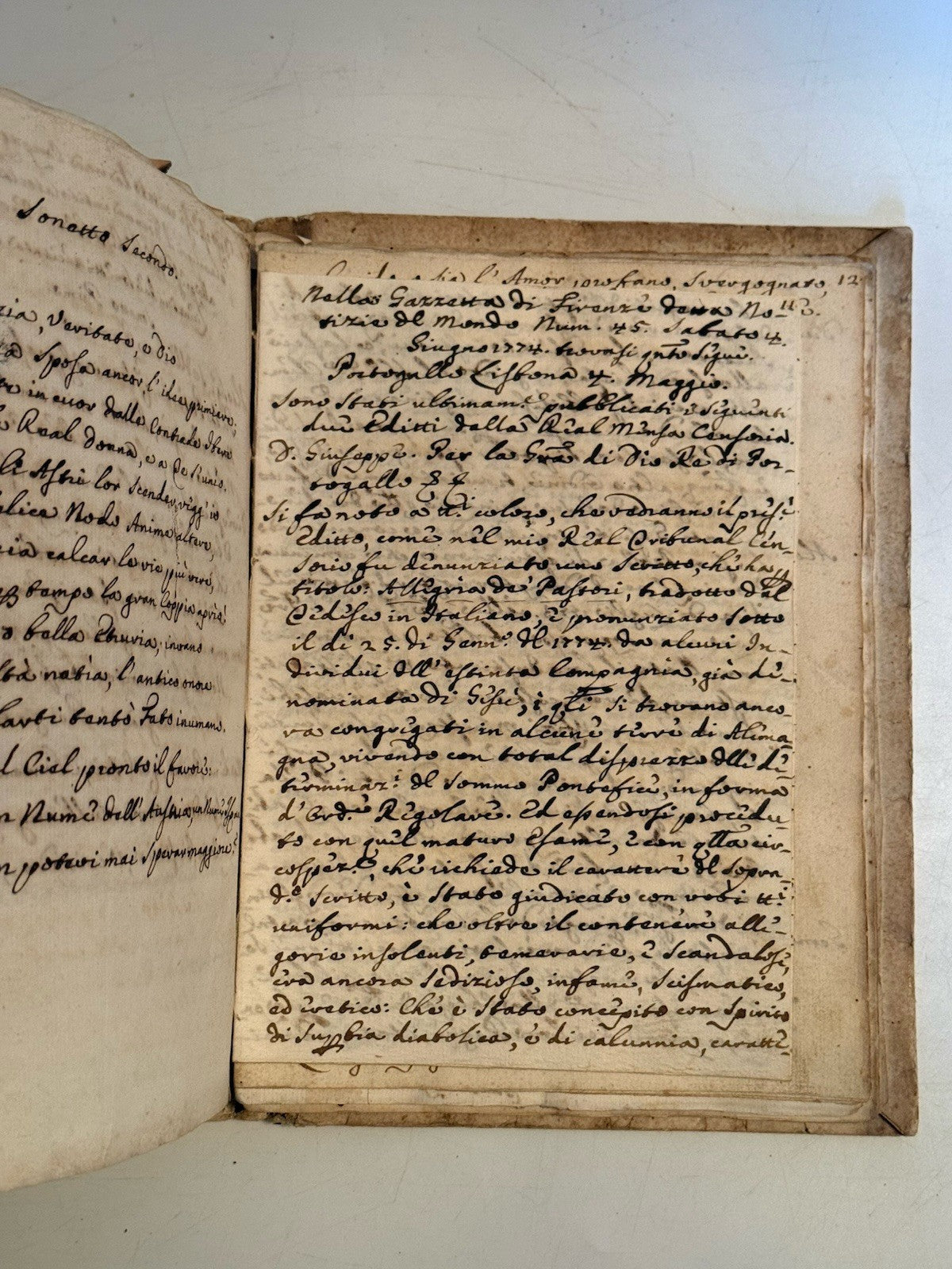 Italian Manuscript Book of Giuseppe Pozzi c1750-75