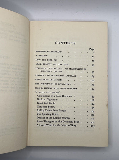 Shooting an Elephant & Essays by George Orwell 1950 First Edition