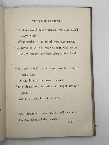 The Hunting of the Snark by Lewis Carroll 1876 First Edition Original Cloth