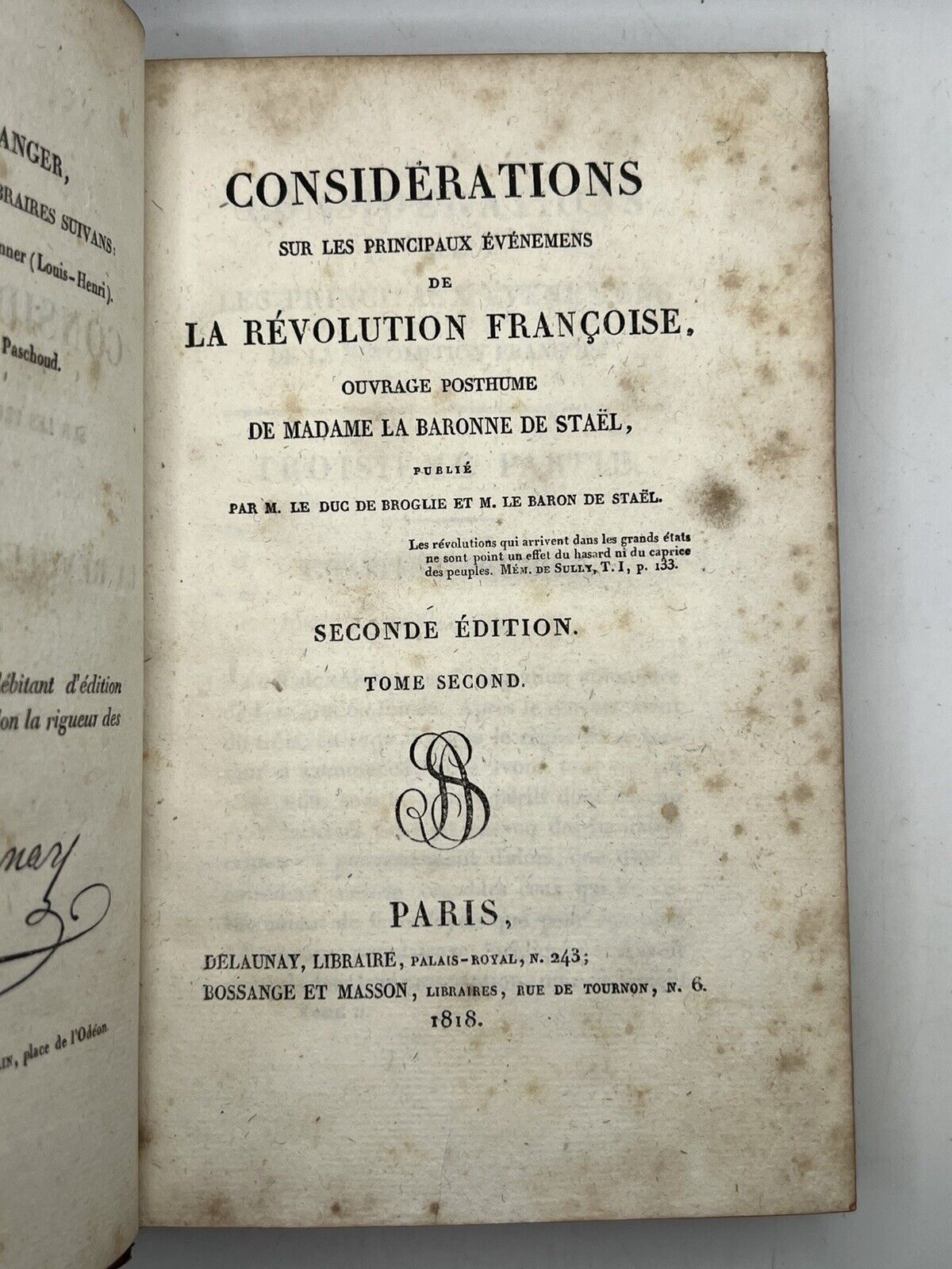 The History of the French Revolution by Madame De Stael 1818