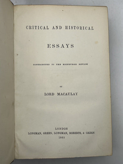 Macaulay's History of England, Essays & Writings 1863-6