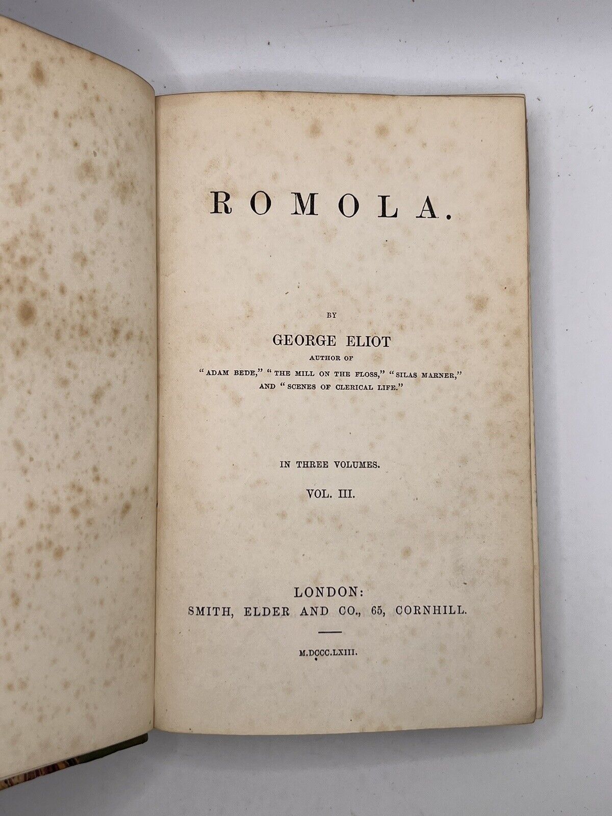 Romola by George Eliot 1863 First Edition