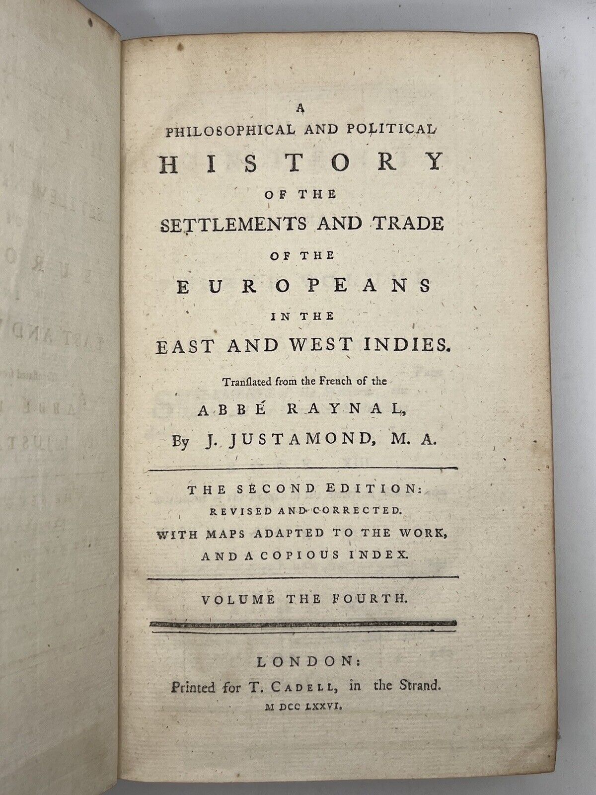 History of the Indies & North America by Raynal 1776