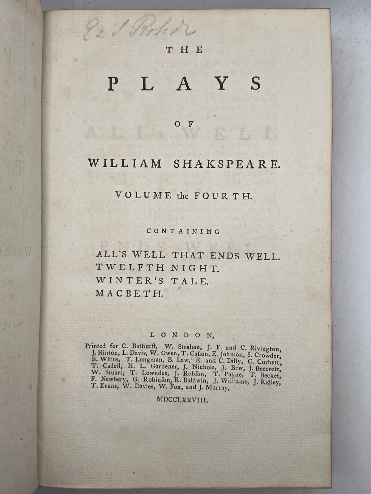 1778 Works of William Shakespeare