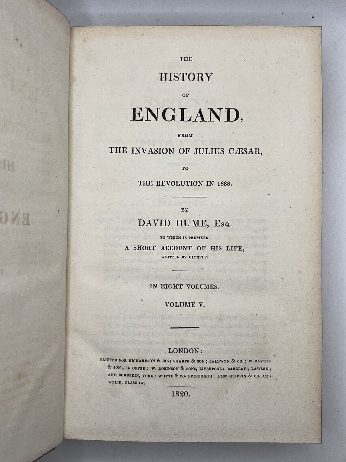 The History of England by David Hume & Tobias Smollett 1820