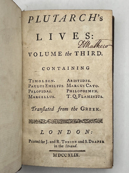 Plutarch's Lives by John Dryden 1749