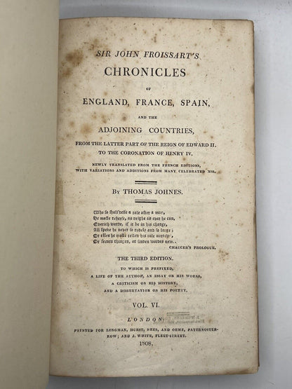 The Chronicles of John Froissart 1806