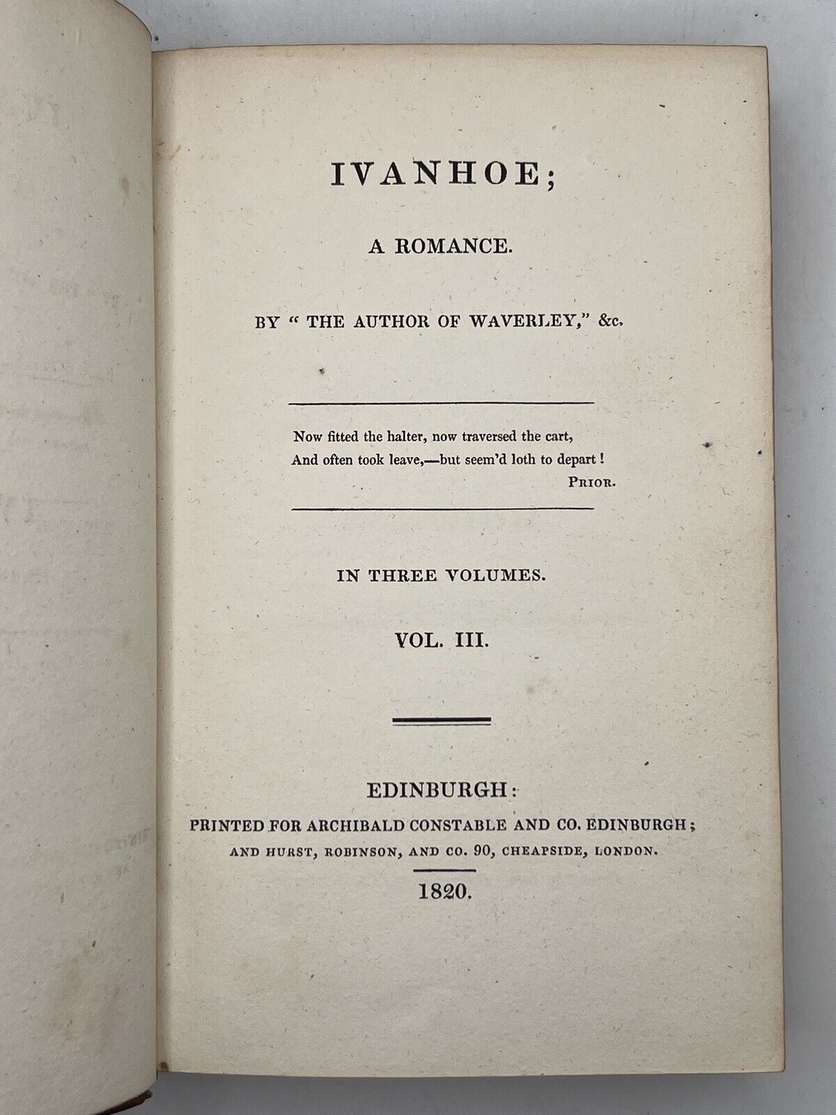 Ivanhoe by Sir Walter Scott 1820 First Edition First Impression