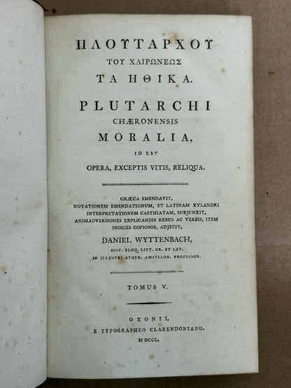Plutarch's Moralia 1795-1800 Clarendon Press