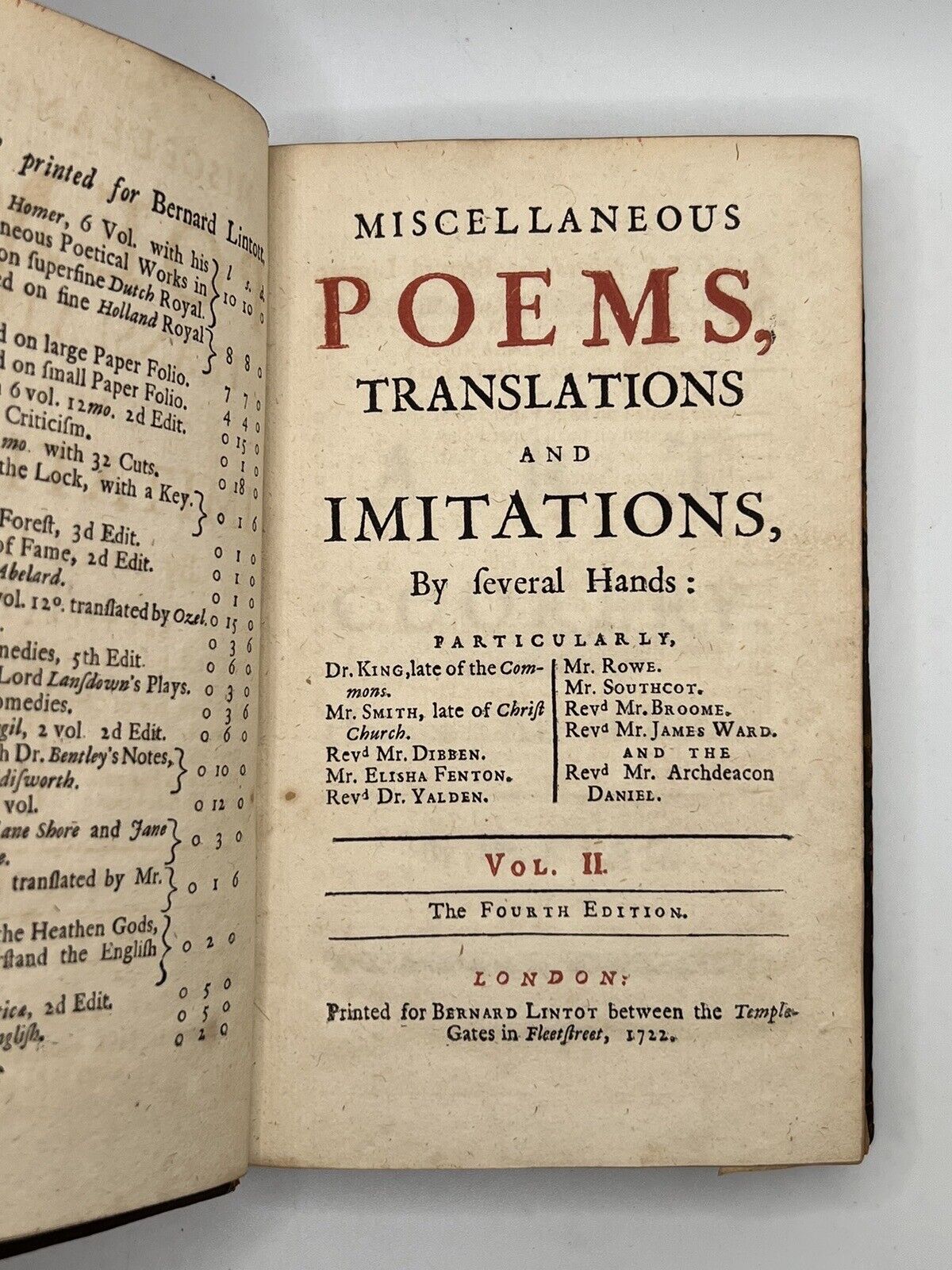 Miscellaneous Poems and Translations, by Several Hands 1722