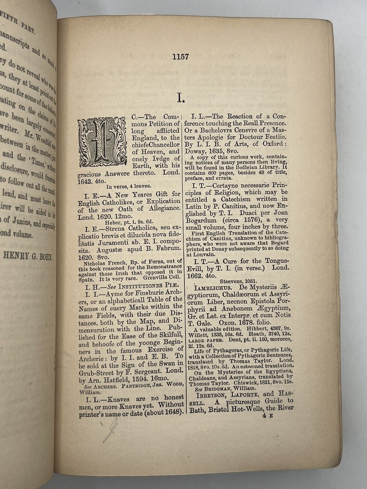 The Bibliographer's Manual of English Literature 1857-69 Lowndes