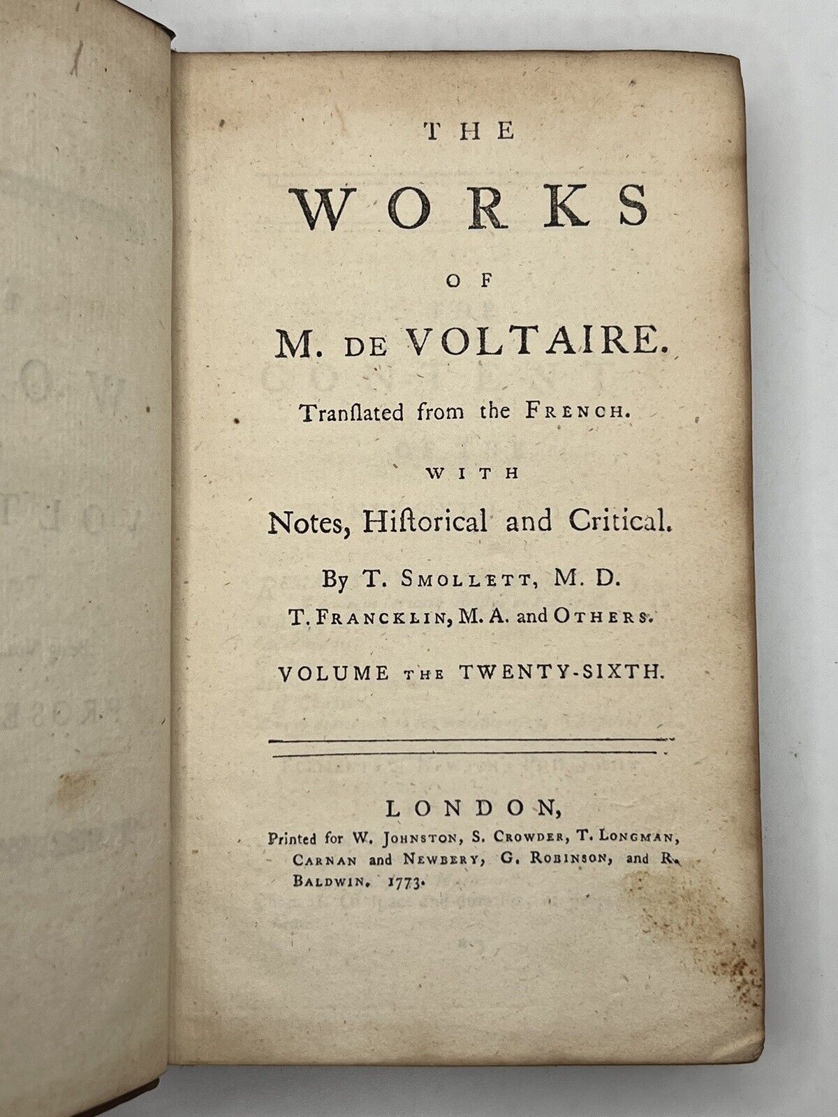 The Works of Voltaire in English 1769-78 Tobias Smollett Edition