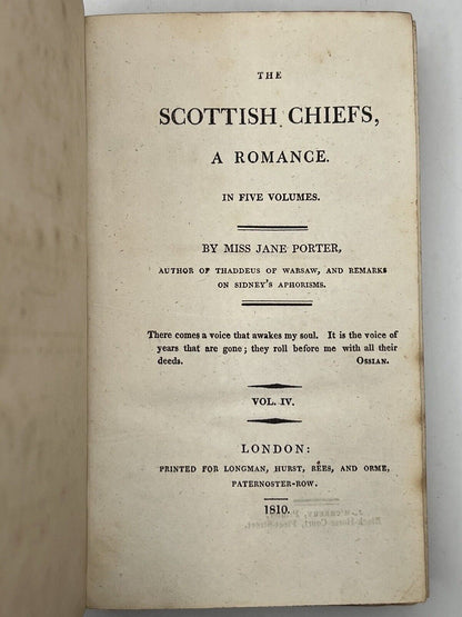 The Scottish Chiefs, a Romance by Jane Porter 1810 First Edition