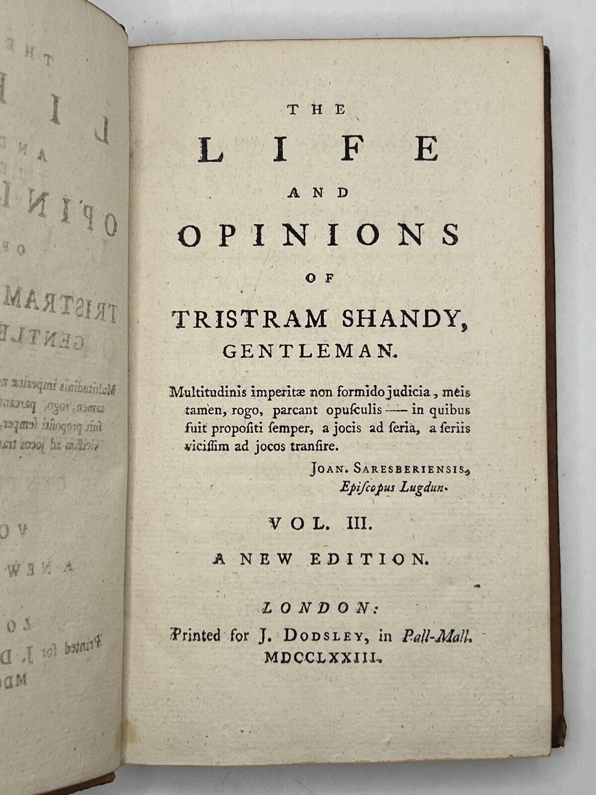 The Life and Opinions of Tristram Shandy by Laurence Sterne 1773