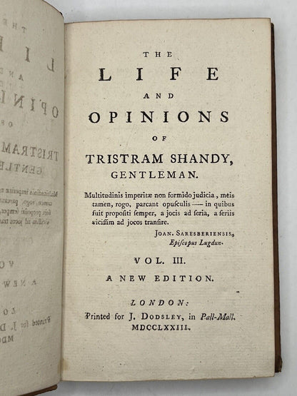 The Life and Opinions of Tristram Shandy by Laurence Sterne 1773