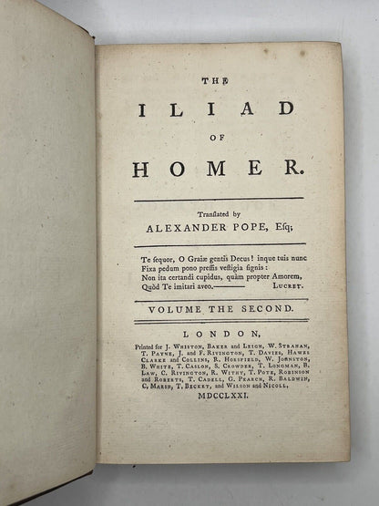 Homer's Iliad and Odyssey 1771 Alexander Pope Edition