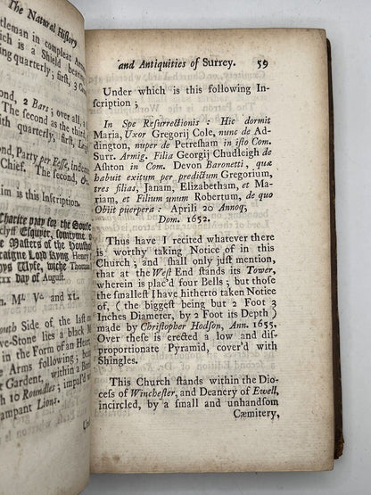 The Natural History and Antiquities of the County of Surrey by John Aubrey 1719