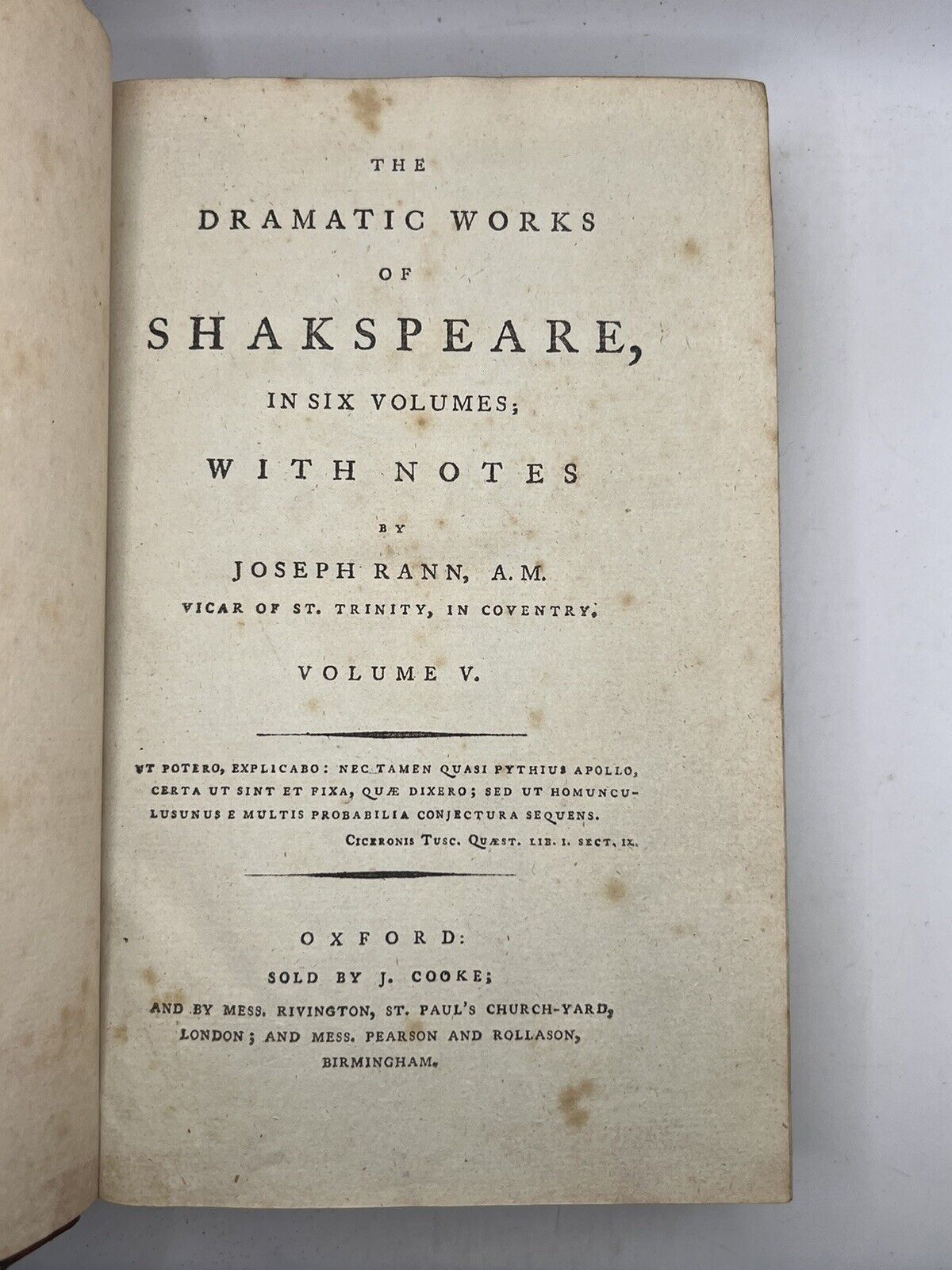 The Works of William Shakespeare 1786 Clarendon Press