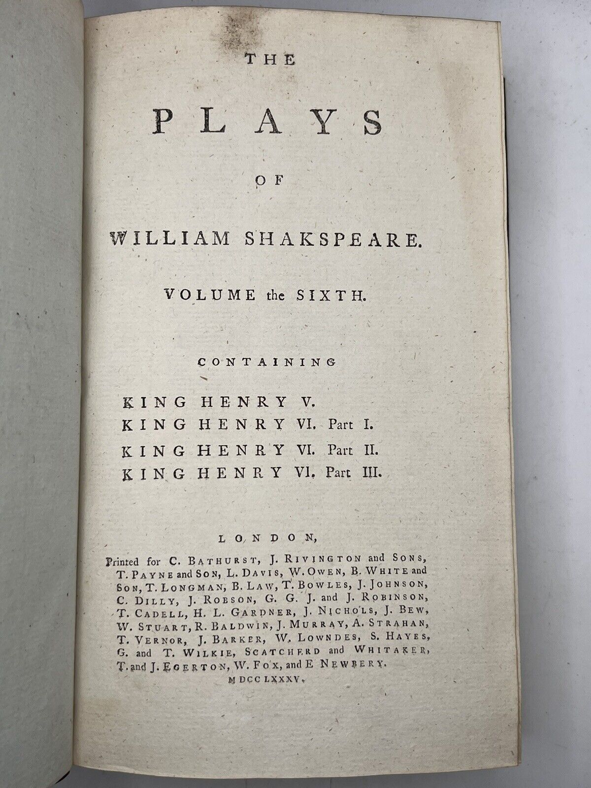 The Plays of William Shakespeare 1785 Samuel Johnson Edition