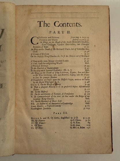 The Works of Abraham Cowley 1674-1689
