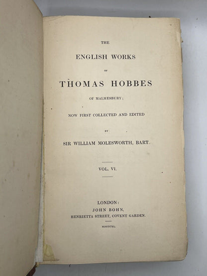 The Works of Thomas Hobbes 1839-45 First Edition In English