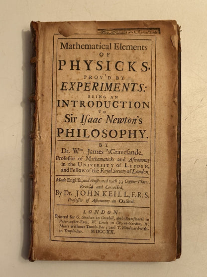Gravesande on Isaac Newton's Principia Mathematica 1720 First Edition