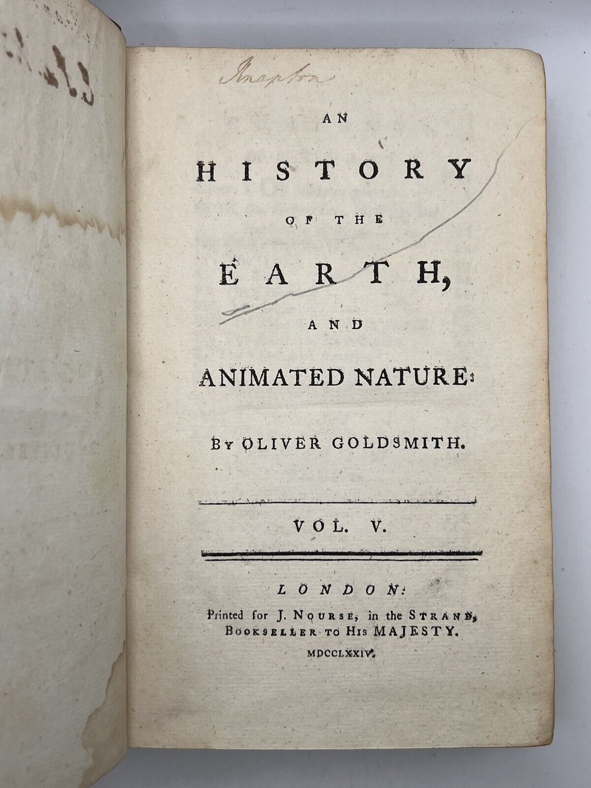 The History of the Earth and Animated Nature 1774 Oliver Goldsmith First Edition