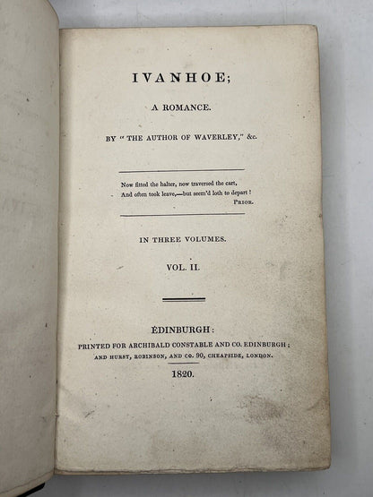 Ivanhoe by Sir Walter Scott 1820 First Edition