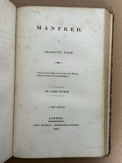 Select Poems by Lord Byron 1823; Childe Harold 1st ed.