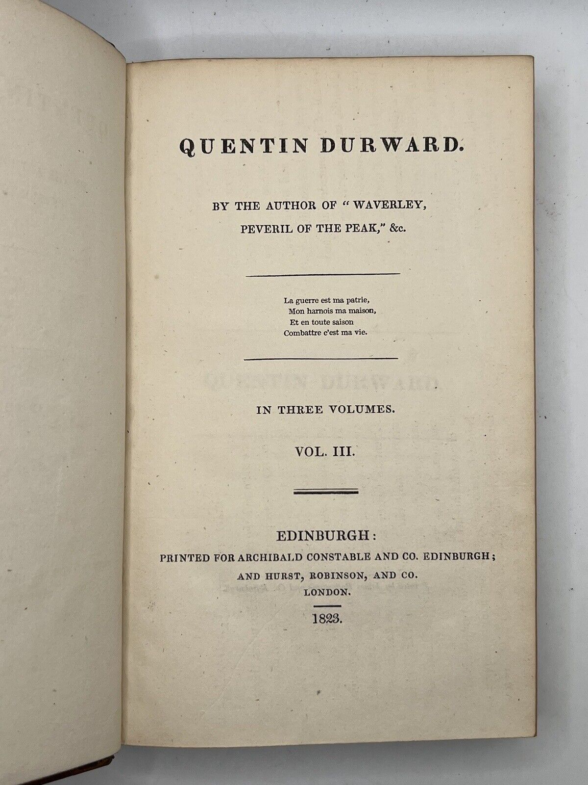 Quentin Durward by Sir Walter Scott 1823 First Edition