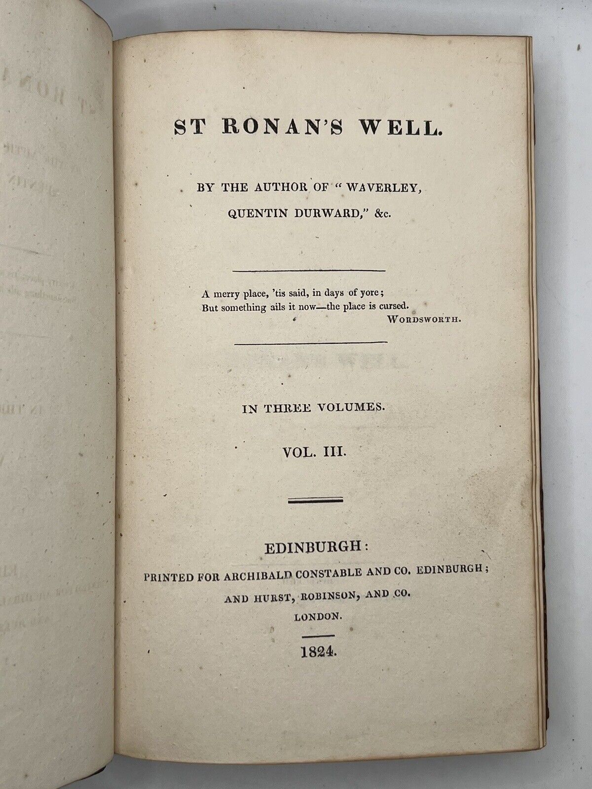 St Ronan's Well by Sir Walter Scott 1824 First Edition