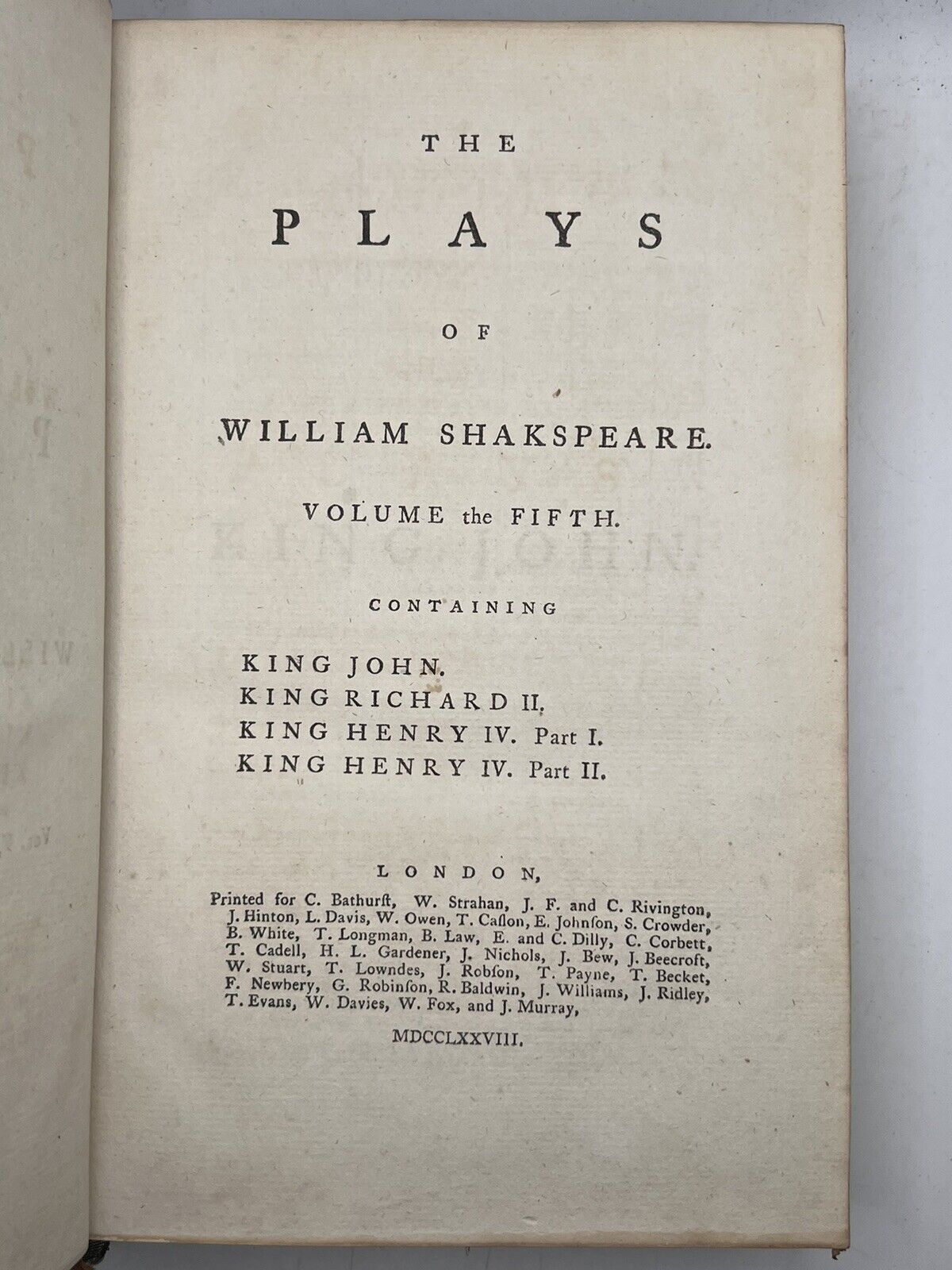 1778 Works of William Shakespeare