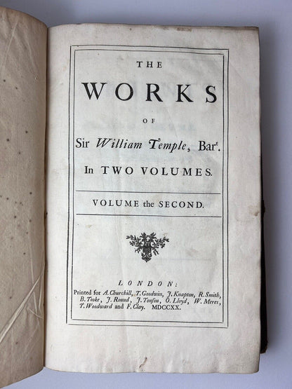 The Works of Sir William Temple 1720 First Edition