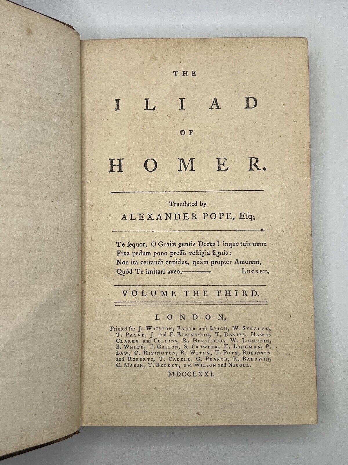 Homer's Iliad and Odyssey 1771 Alexander Pope Edition