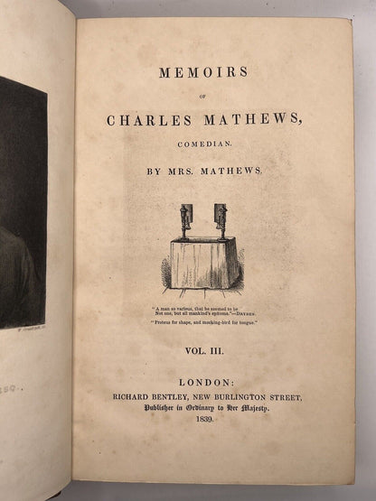 Memoirs of Charles Mathews 1838 First Edition