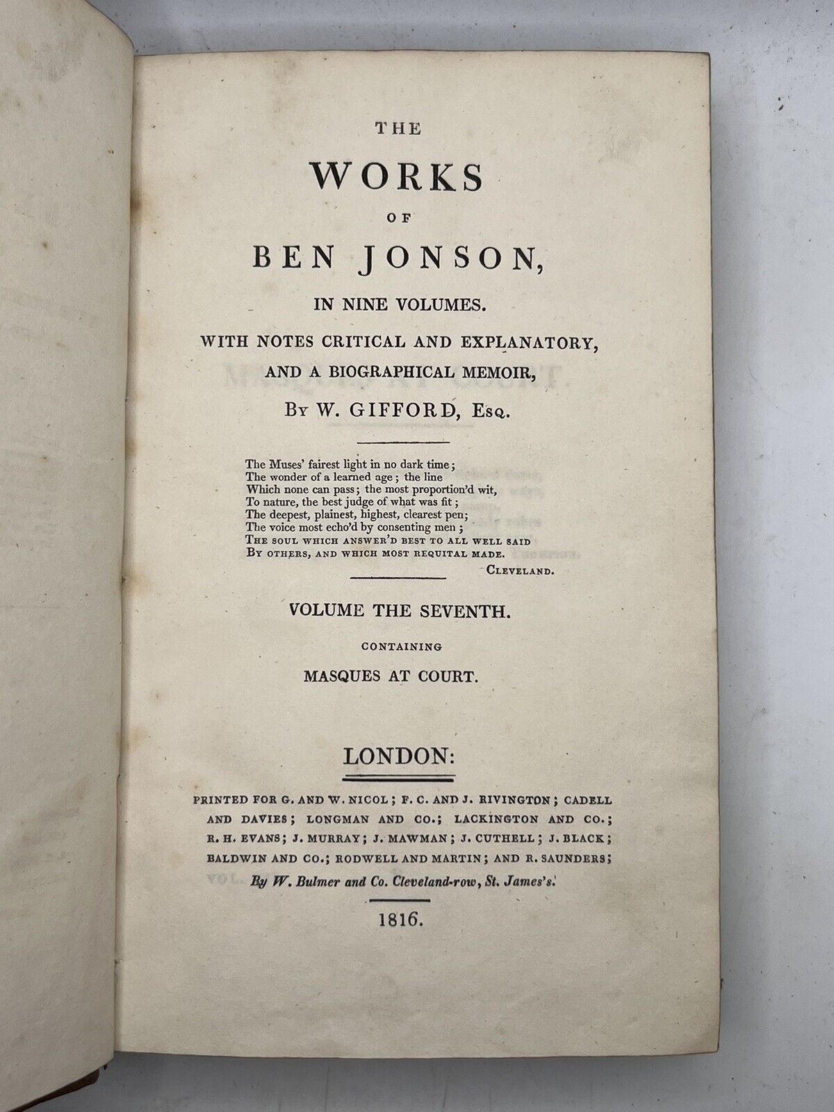 The Works of Ben Jonson 1816