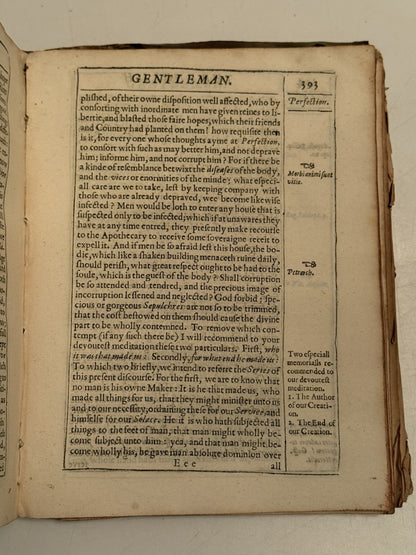The English Gentleman by Richard Brathwait 1630 First Edition First Issue