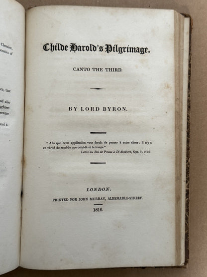 Select Poems by Lord Byron 1823; Childe Harold 1st ed.