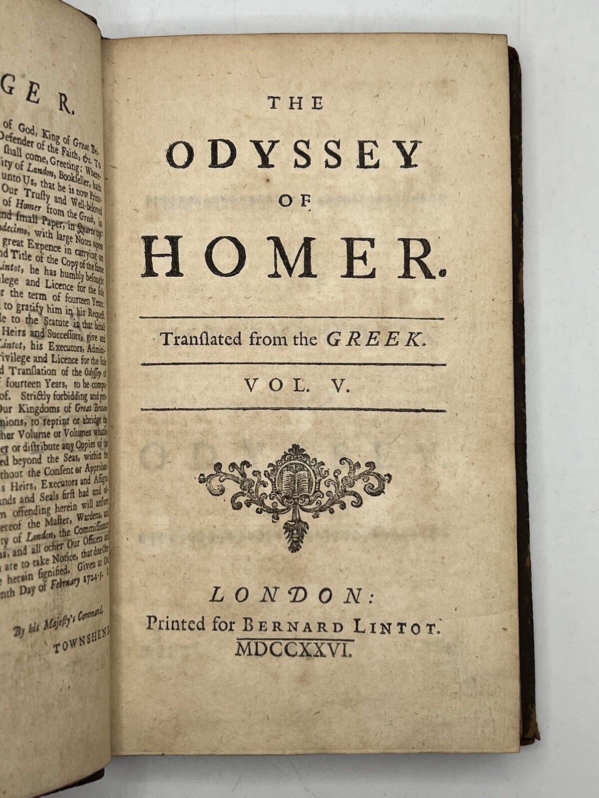 The Odyssey of Homer 1725 Alexander Pope Translation First Edition Thus