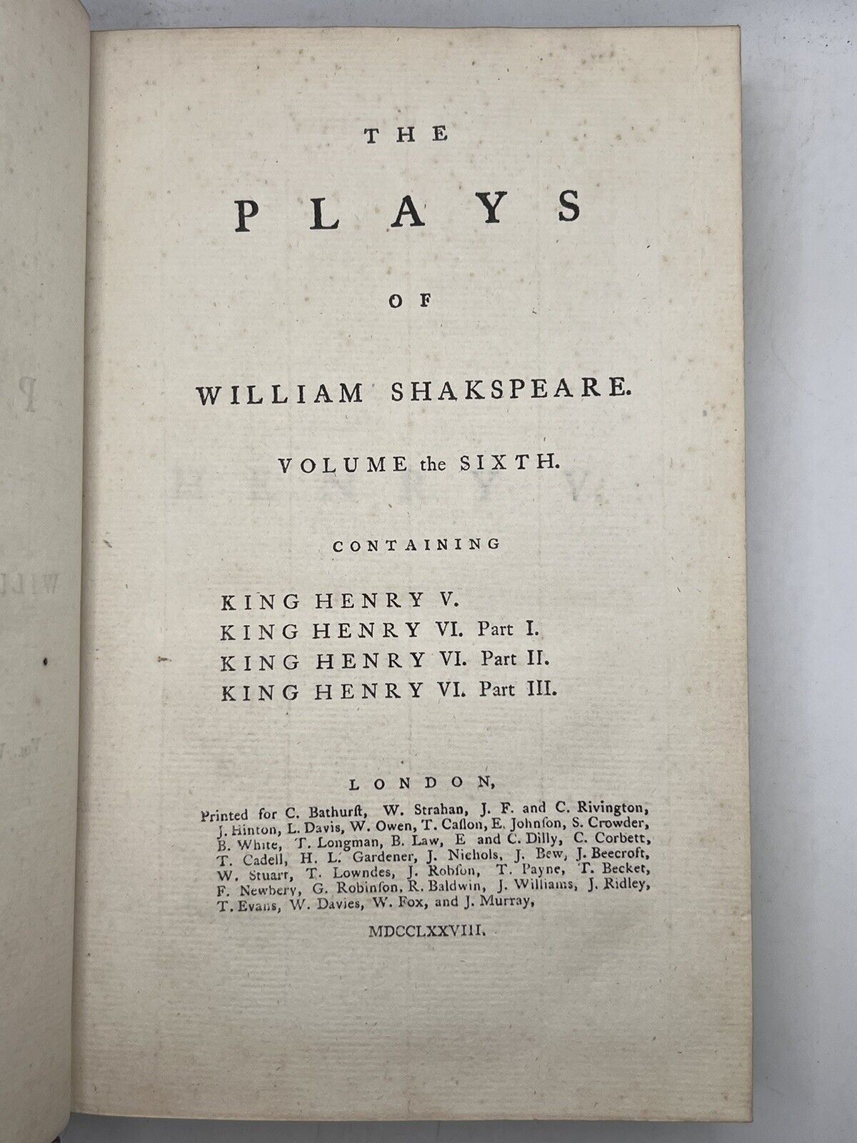 1778 Works of William Shakespeare