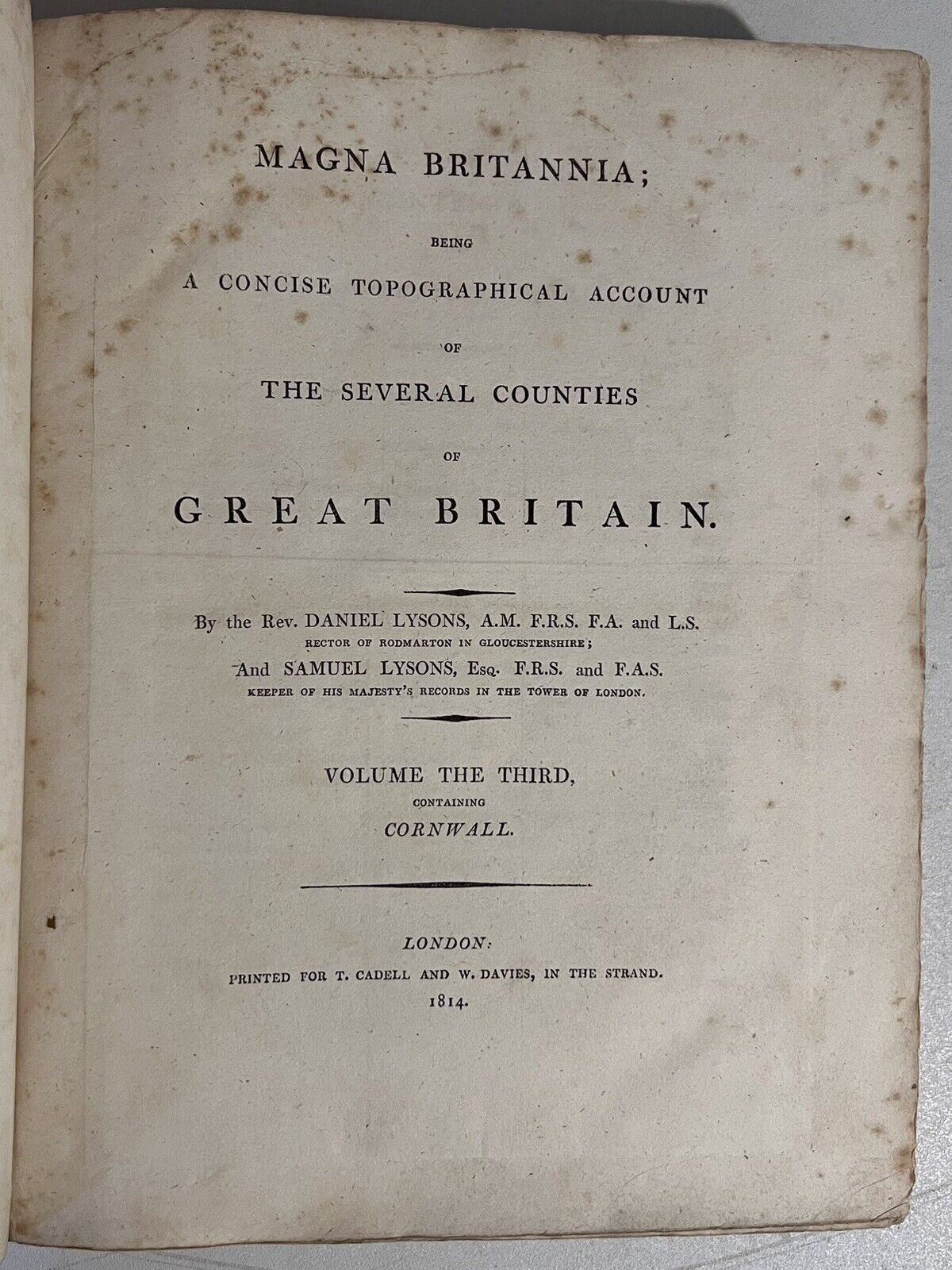 Lyson's Magna Britannia 1806-22 First Edition