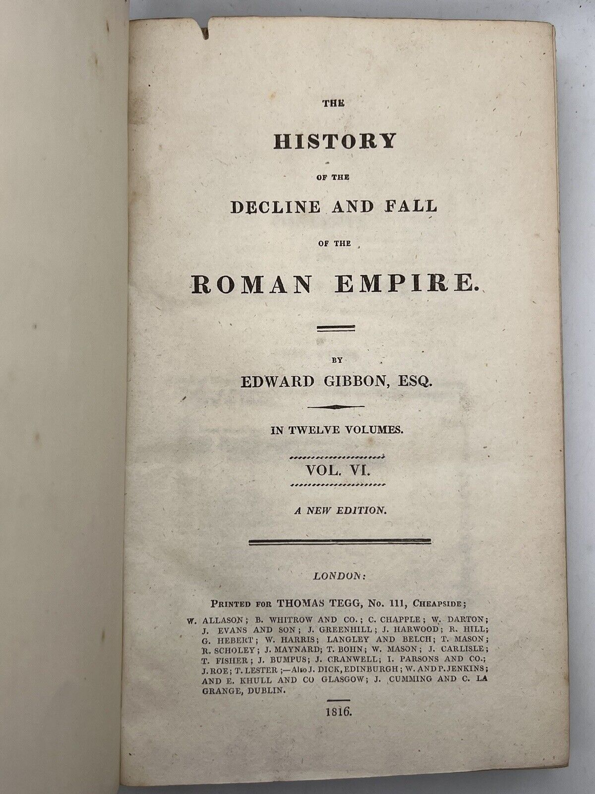 The Decline and Fall of the Roman Empire by Edward Gibbon 1816