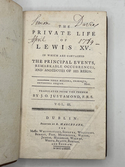 The Private Life of Lewis XV 1781