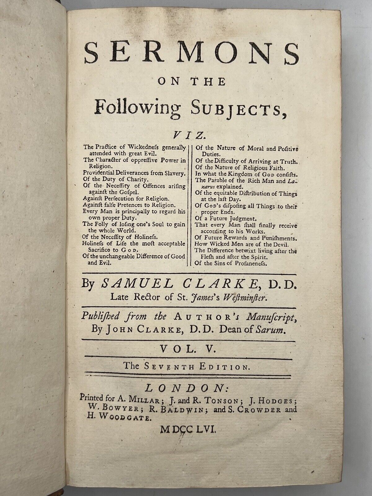 Sermons by Samuel Clarke 1756