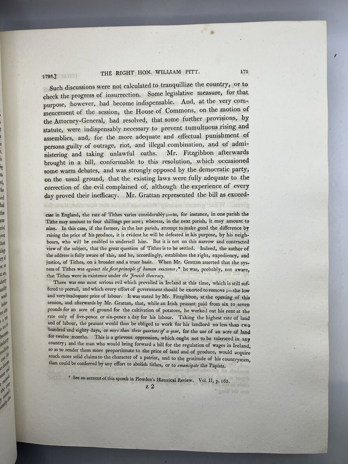 A History of The Political Life of William Pitt by John Gifford 1809