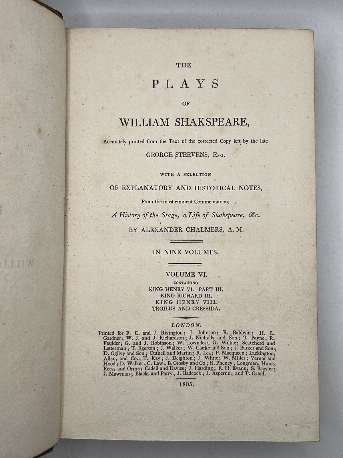 The Plays of William Shakespeare 1805: The Chalmers Edition