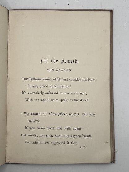 The Hunting of the Snark by Lewis Carroll 1876 First Edition Original Cloth